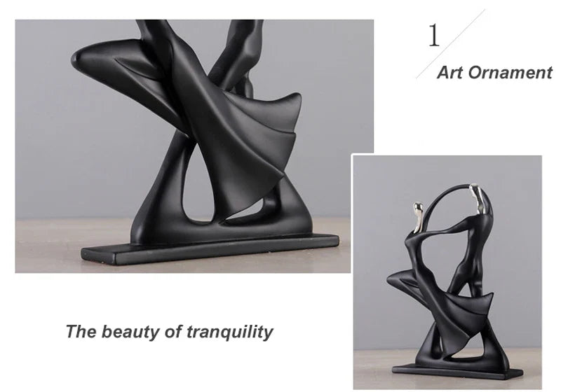 Nordic Dancing Couple Sculpture – Modern Abstract Resin Art