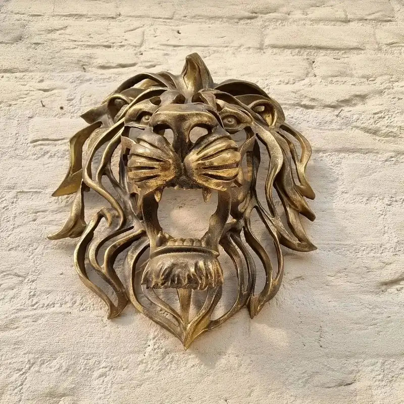 Gold Lion Head Wall Sculpture - Large Luxury Resin Art Decor