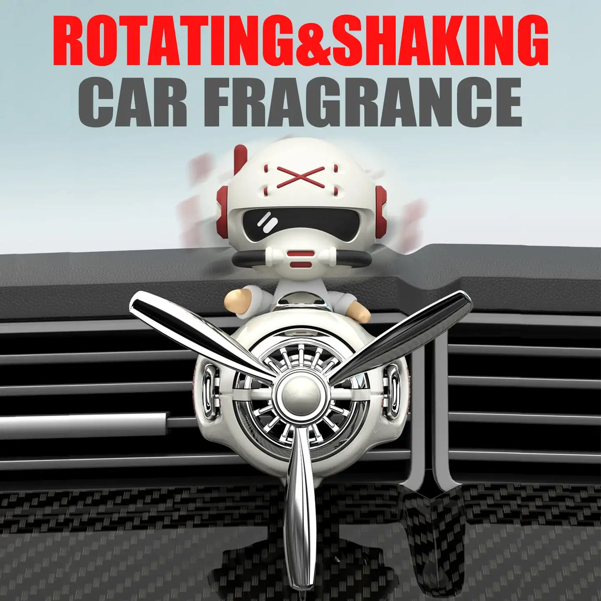 Bobblehead Pilot Car Vent Air Freshener - spinning propeller