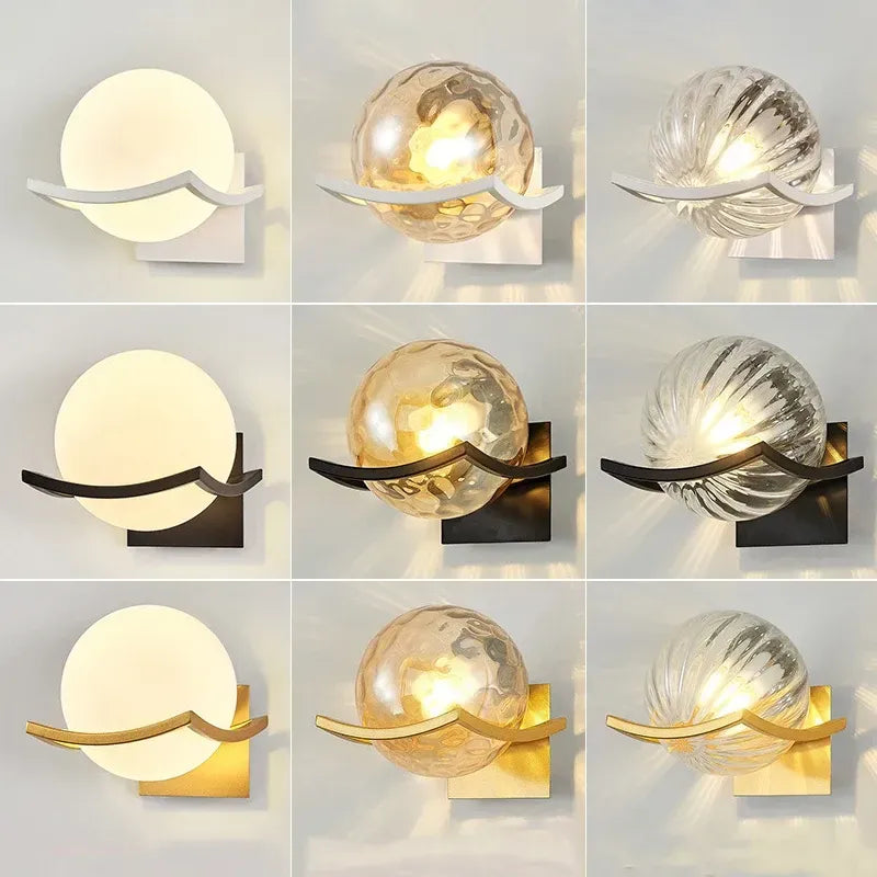 Post-Modern Moon LED Wall Lamp – Glass Globe Sconce
