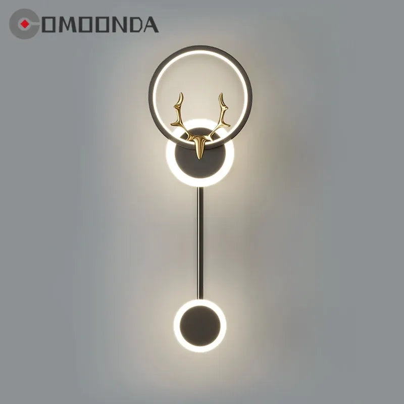 Nordic Deer Antler LED Wall Sconce - Ring + Globe Up Down Light