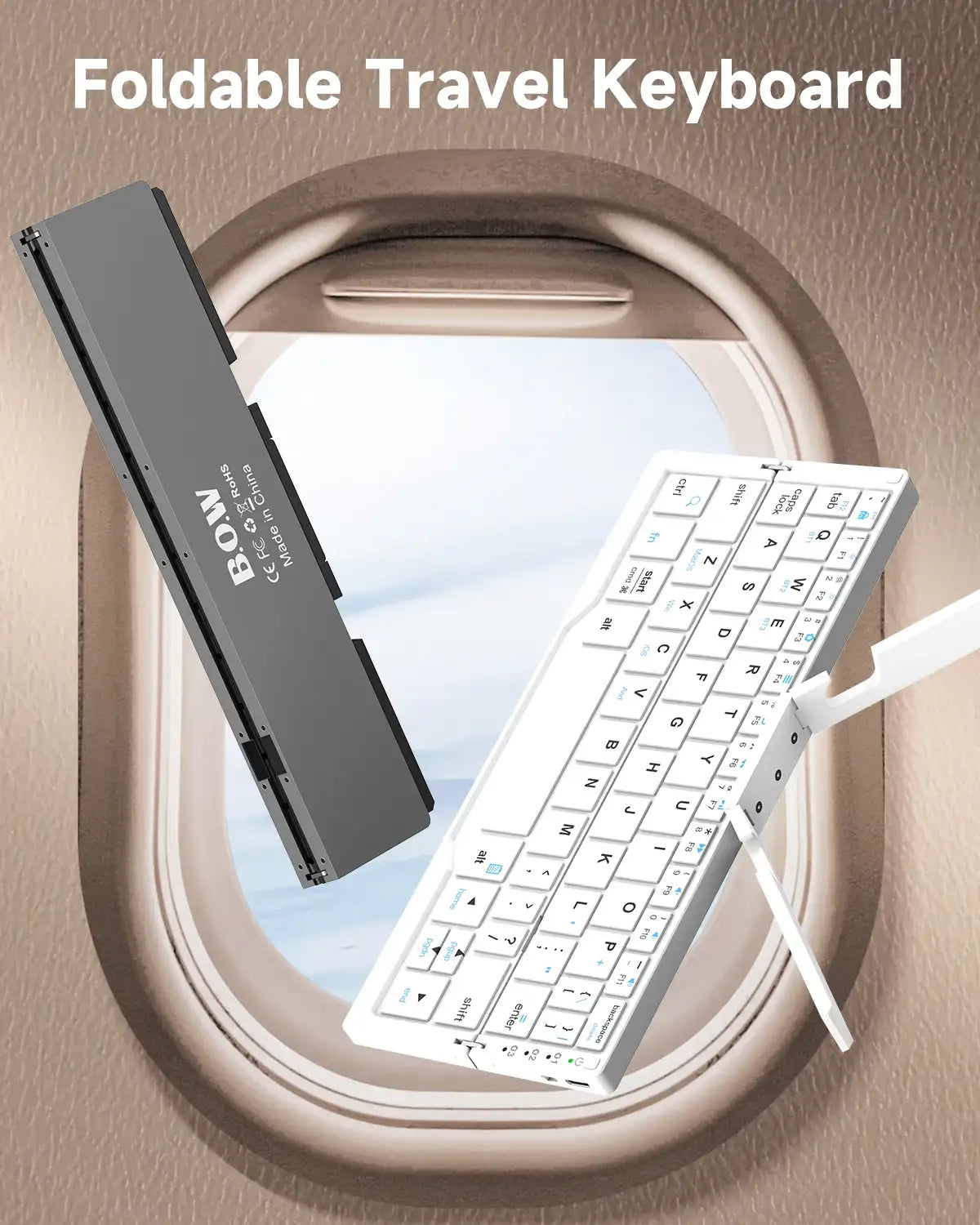 Foldable Bluetooth Keyboard with Stand 3-Device Wireless Mini Keypad