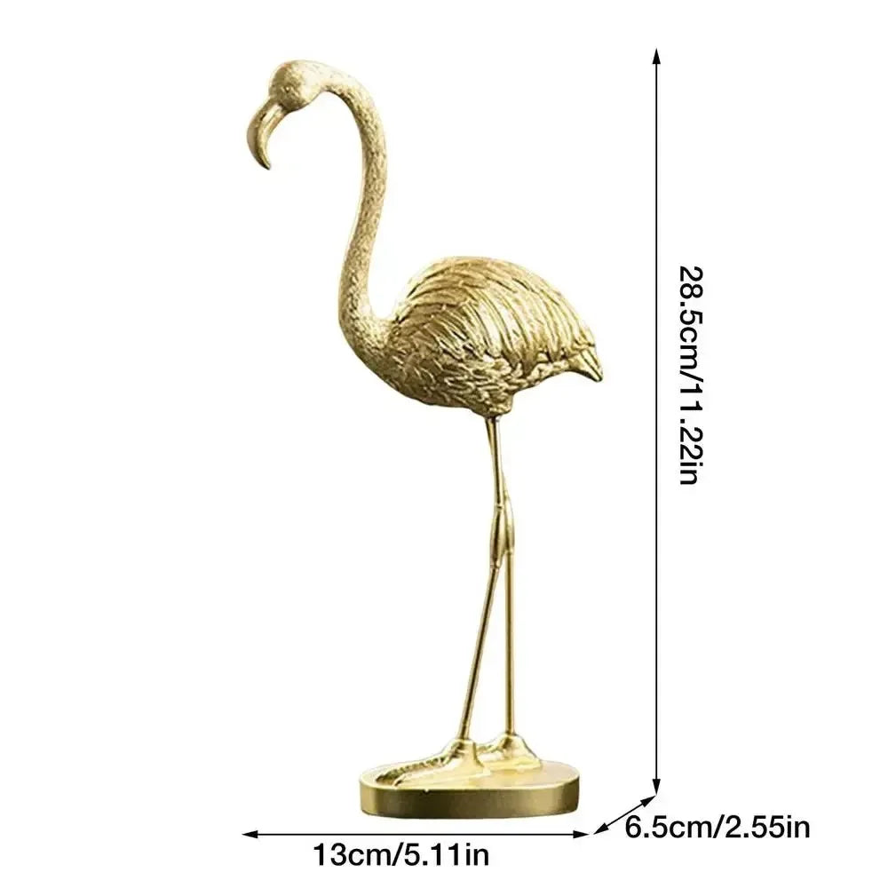 Golden Flamingo Resin Figurine Luxury Handmade Tabletop Sculpture Decor