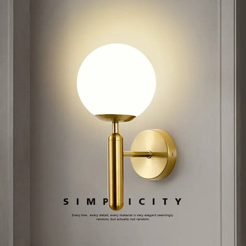 Modern Brass Globe Wall Lamp – Minimalist Wall Sconce