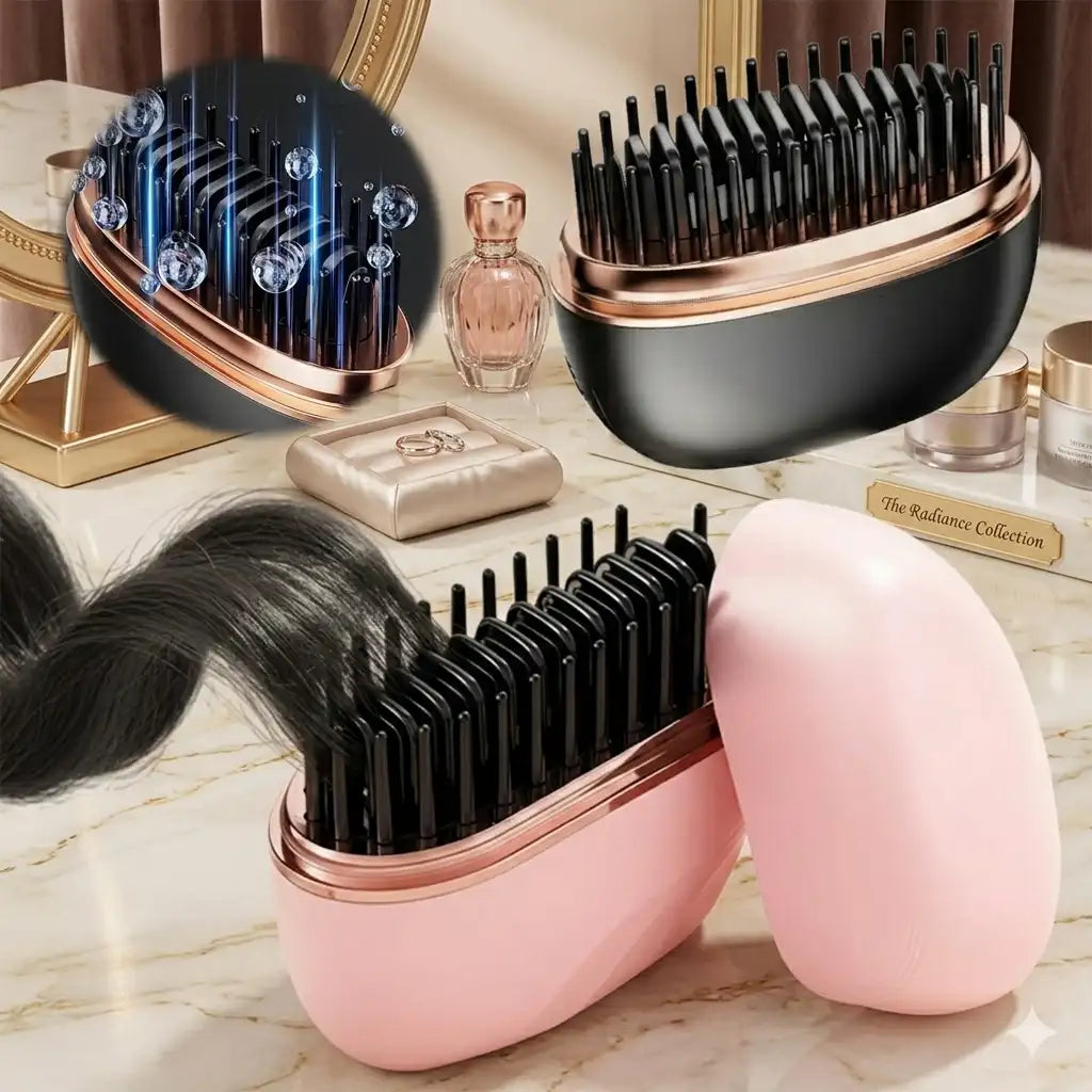 Cordless Mini Hair Straightener Brush with 3-Heat Settings