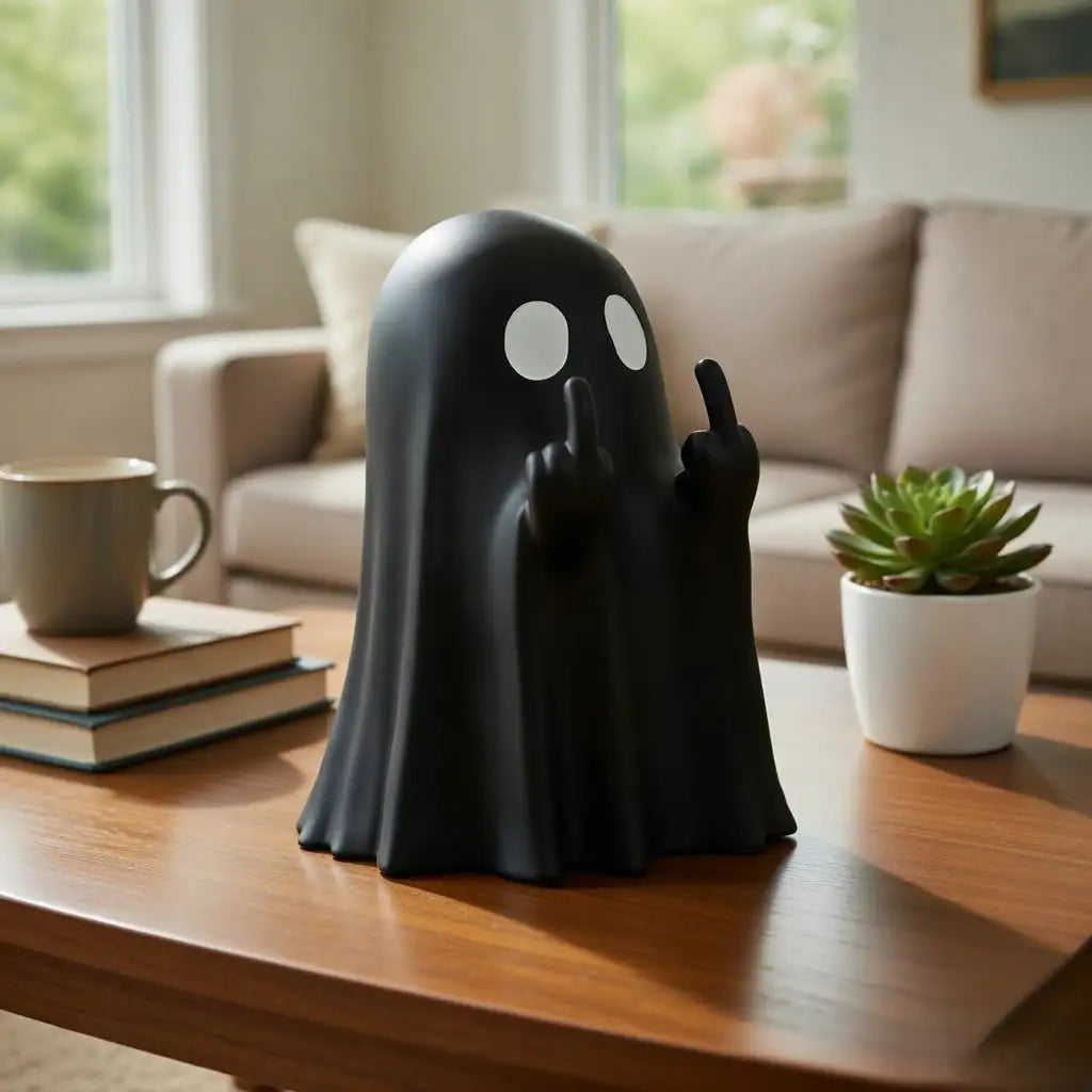 Cute Middle Finger Ghost Statue Funny Halloween Decor & Centerpiece
