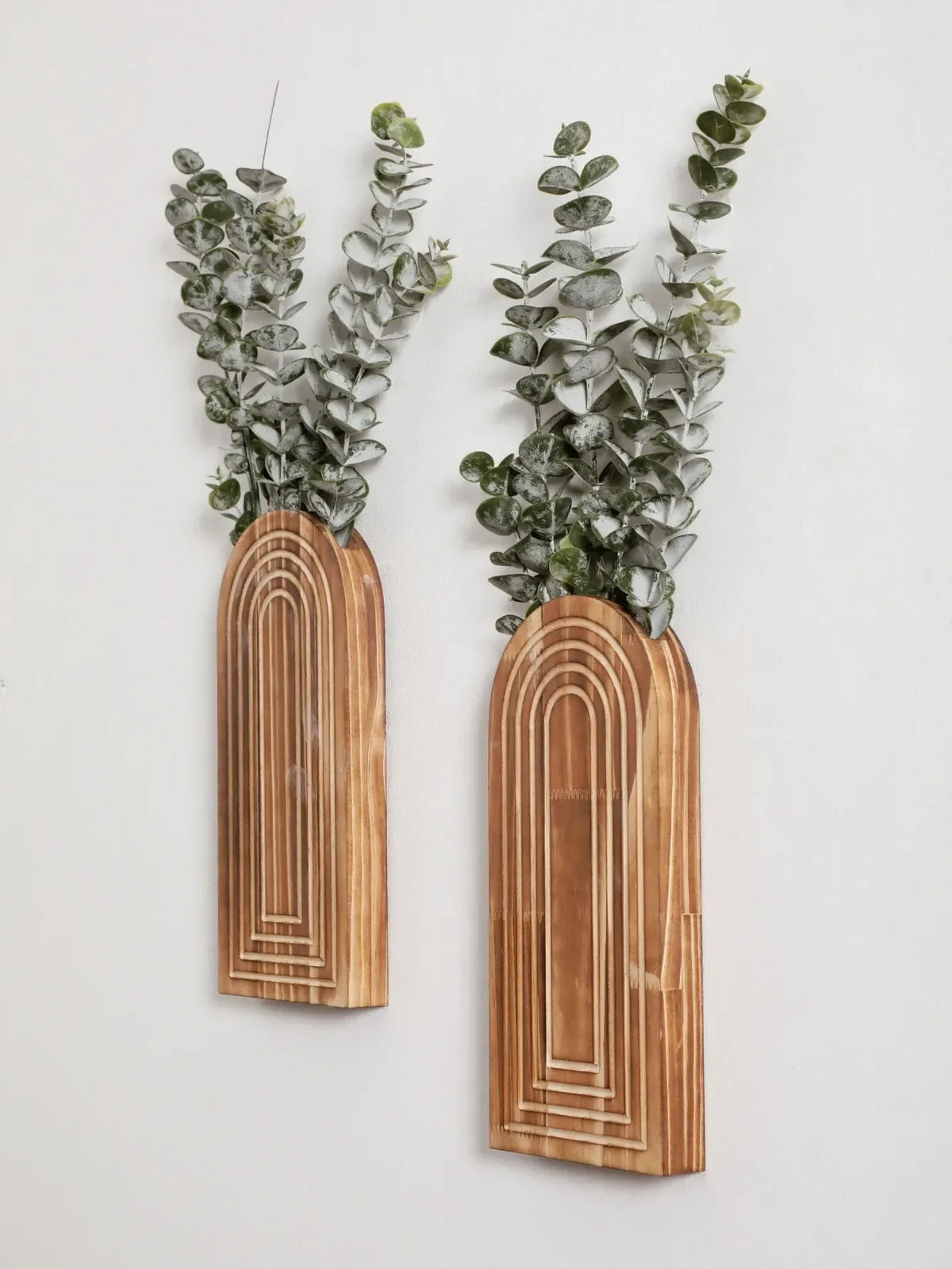 Boho Arched Wooden Wall Vase – Minimalist Wall Planter