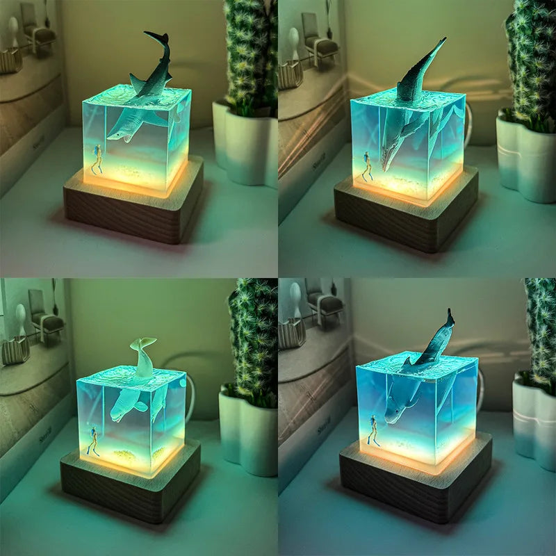 Ocean Whale Resin Nightlight 3D Micro-Landscape Desktop Decor