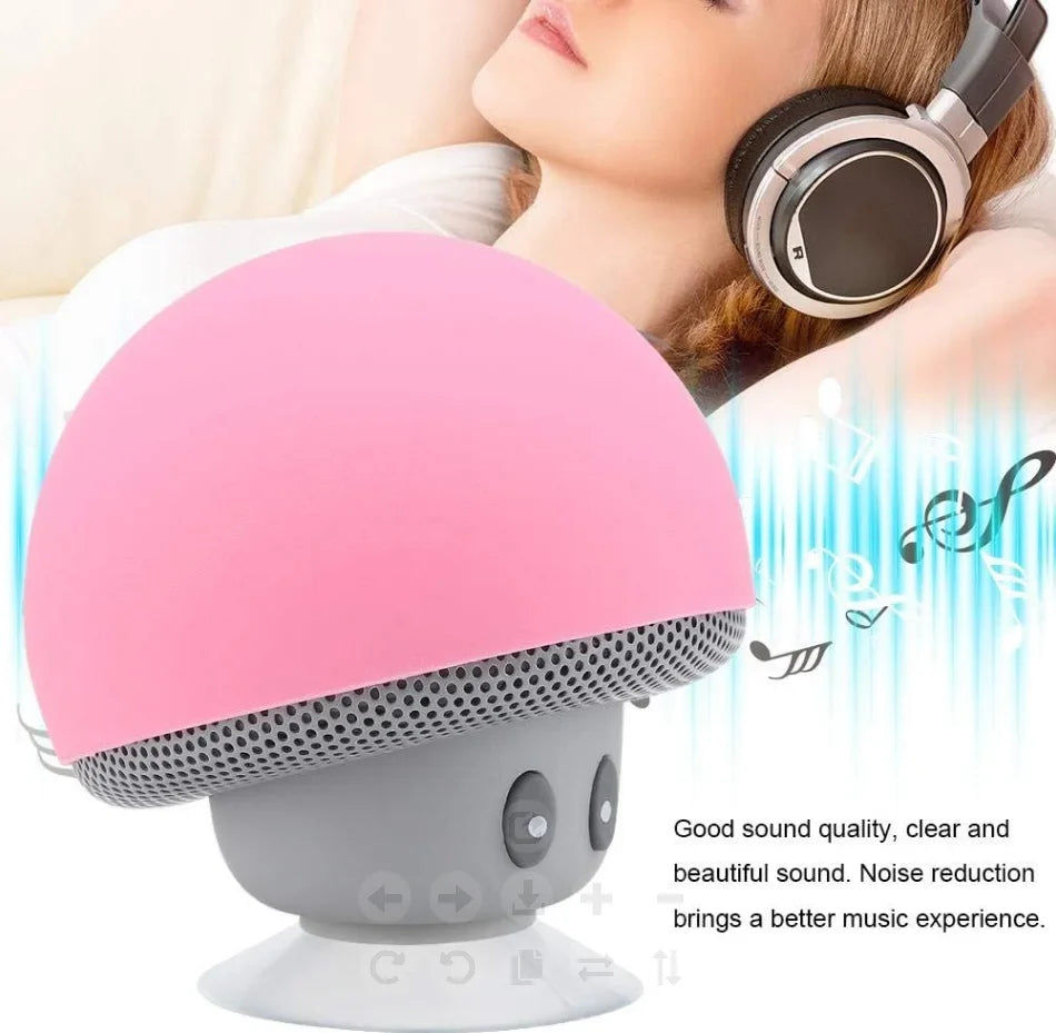 Portable Mushroom Bluetooth Speaker – 30ft Range Suction Cup Outdoor Subwoofer