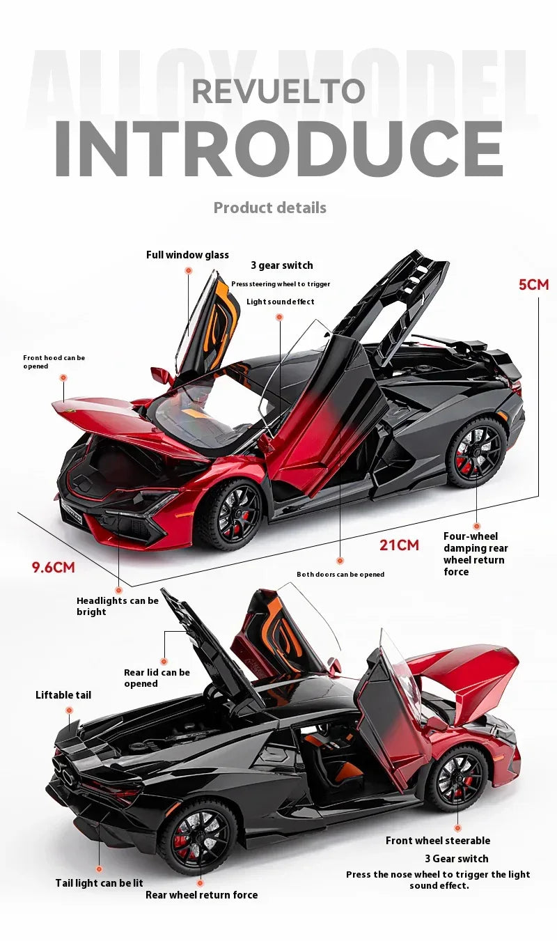 Rambo Revuelto Die-Cast Model Car Alloy Four-Door Sports Car Toy