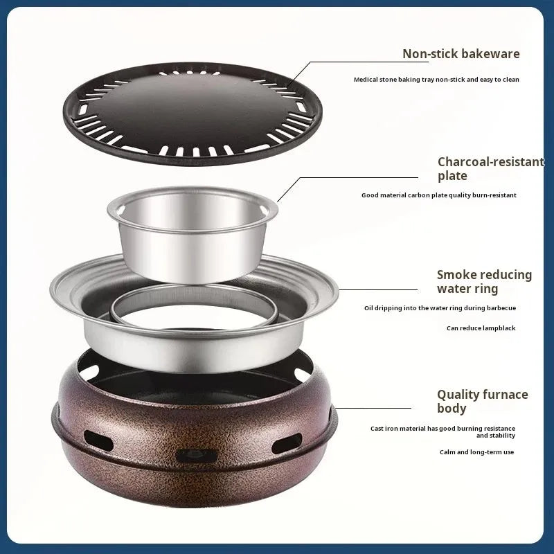 Smokeless Charcoal BBQ Grill – Stainless Steel Indoor Outdoor Stove