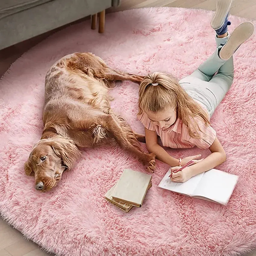 Super Soft Round Plush Rug – Fluffy Thick Pile Carpet for Living Room & Bedroom