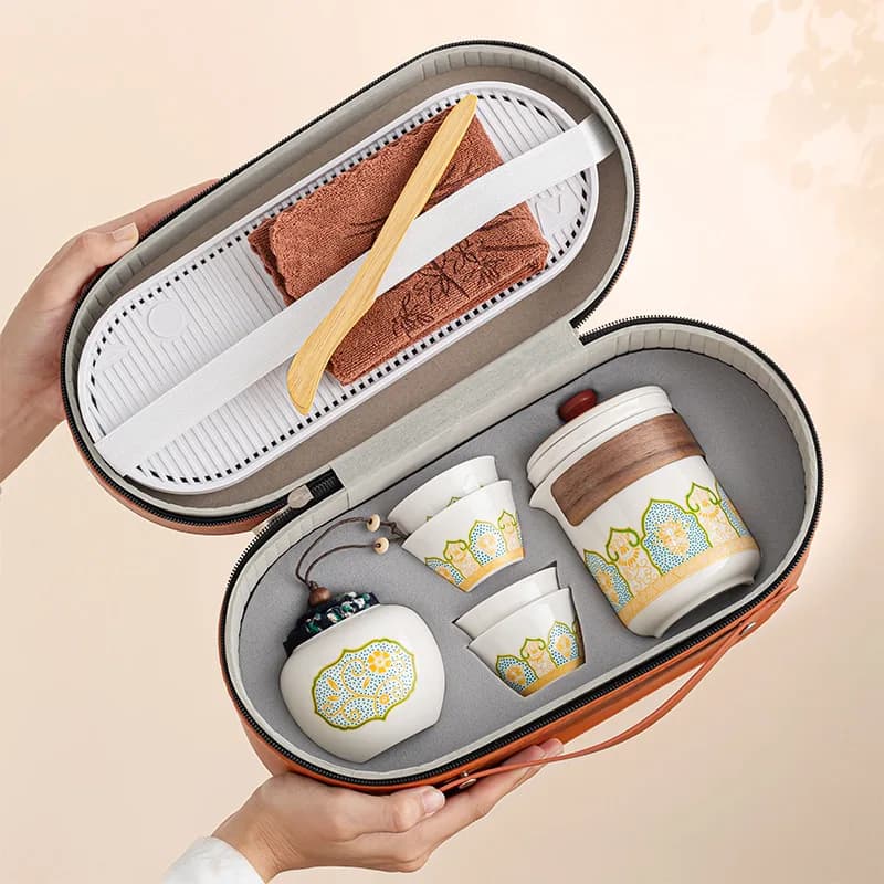 Portable Travel Tea Set with Carrying Case