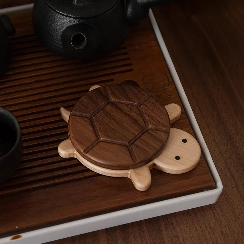 Black Walnut Turtle Insulation Mat – Anti-Scald Tea Coaster & Decor