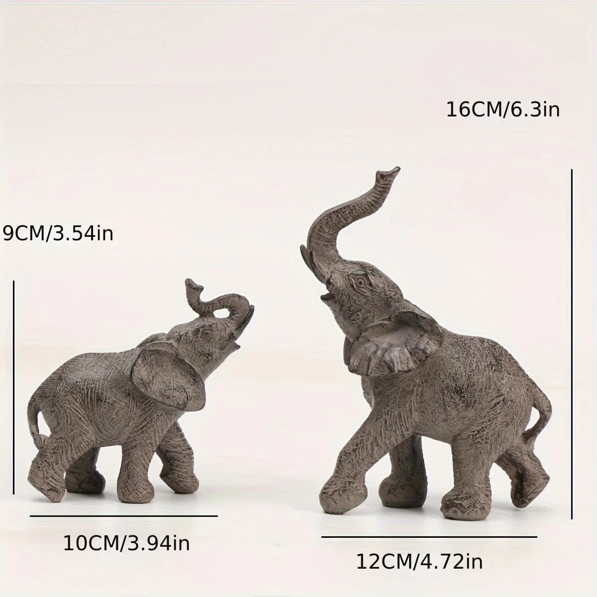 Elephant Mother & Child Statue Set - Resin Figurines