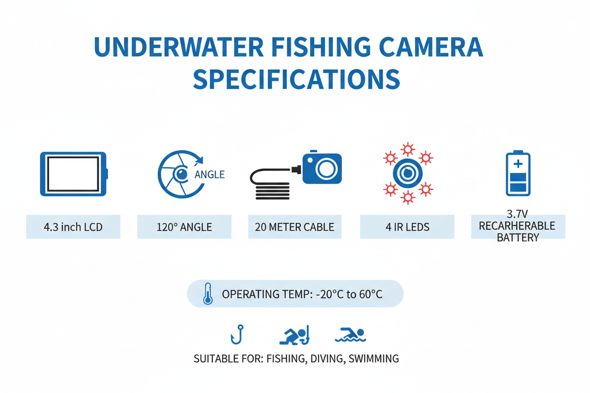 Underwater Fishing Camera – 4.3" LCD, Night Vision, 20M