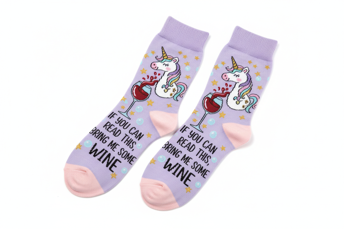 Unicorn Wine Socks – 100% Cotton, Cute Novelty Gift Socks