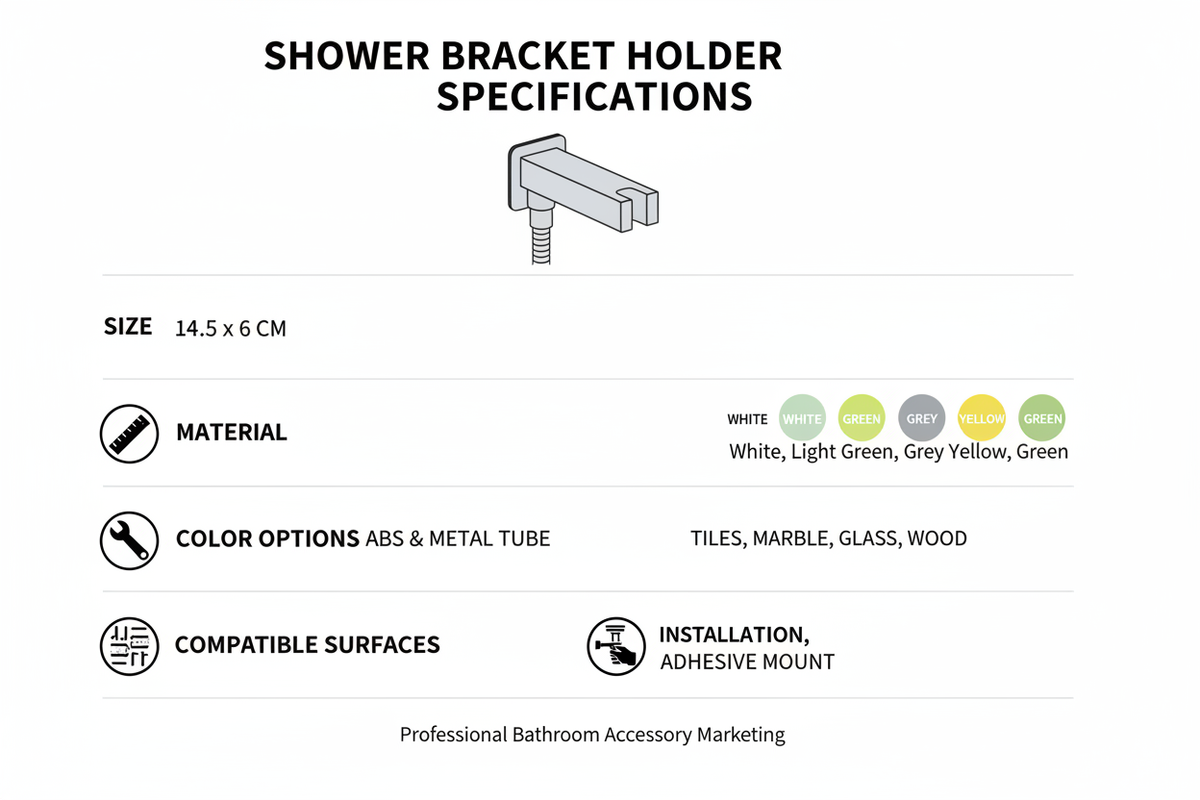 Universal Adjustable Shower Bracket – No-Drill, 360°
