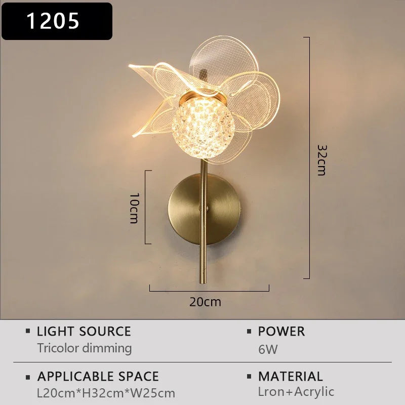 Nordic Floral LED Wall Light – Modern Luxury Iron Sconce