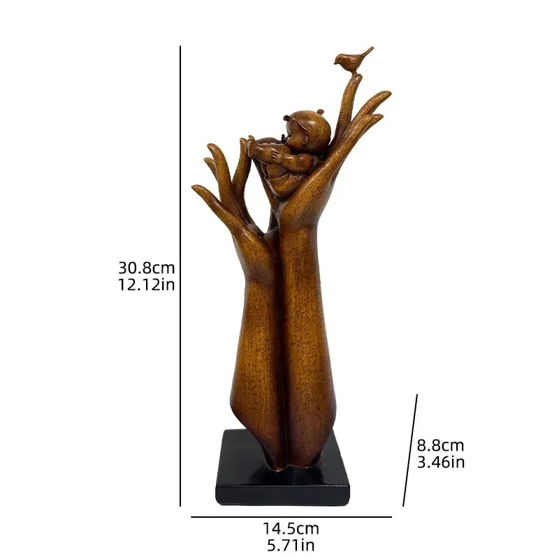 Hand of Aspiration Resin Sculpture – Wood Grain Decor