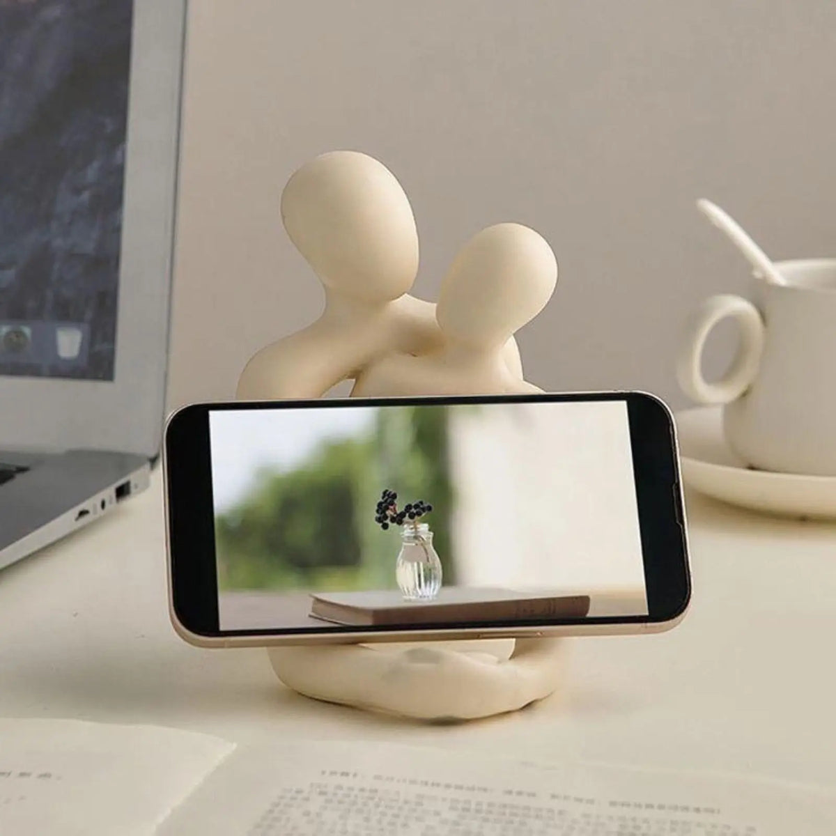 Modern Loving Couple Resin Statue Heartwarming Home & Office Decor Accent