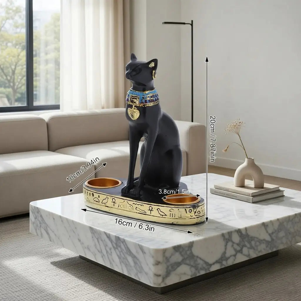 Egyptian Bastet Cat Candle Holder – Ancient Goddess Decor