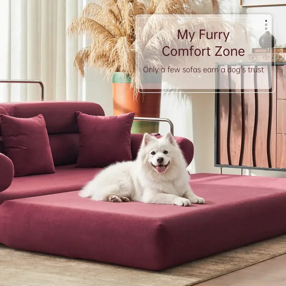 Convertible Sleeper Sofa – High-Back Floor Couch Bed All-Foam Memory