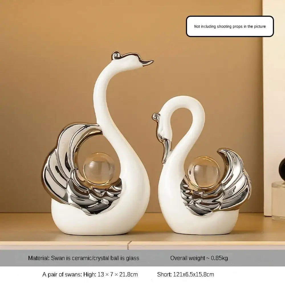 Swan Pair Sculpture – Elegant Ceramic Accent Set for Home Decor