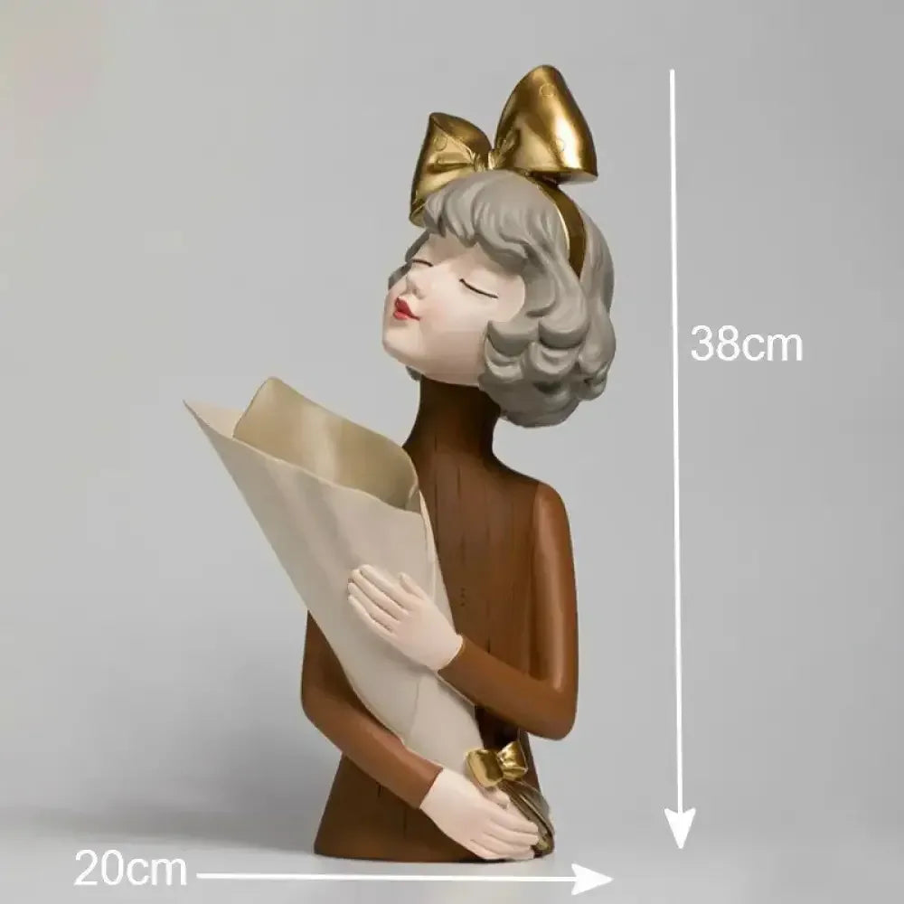 Cute creative Bouquet Girl Ornaments Sculpture Statue