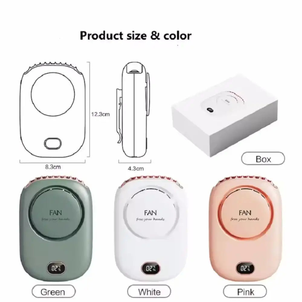 Rechargeable Portable Bladeless Neck Fan 3-Speed with LED Display