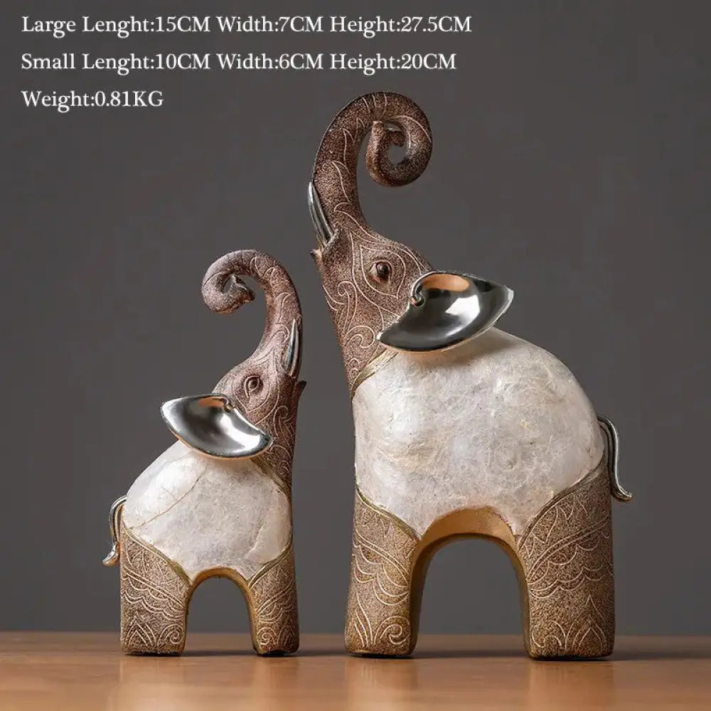 India-Style Decorative Elephant Statue Pair - Ornate Home Decor