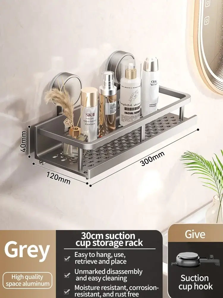 No-Drill Suction Cup Bathroom Shelf