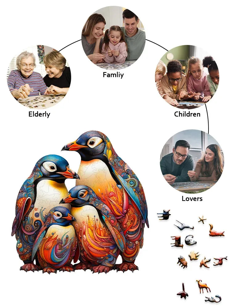 Wooden Penguin Puzzle – Irregular Pieces in Exquisite Gift Box