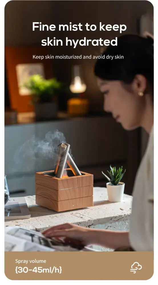 Simulated Flame Bonfire Aroma Diffuser Ultrasonic Cool Mist Humidifier