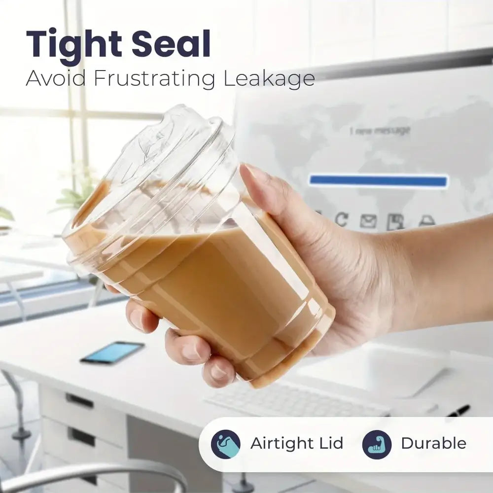 Transparent Plastic Cup – Disposable Coffee, Bubble Tea & Cold Drink Cup Without Straw Cap