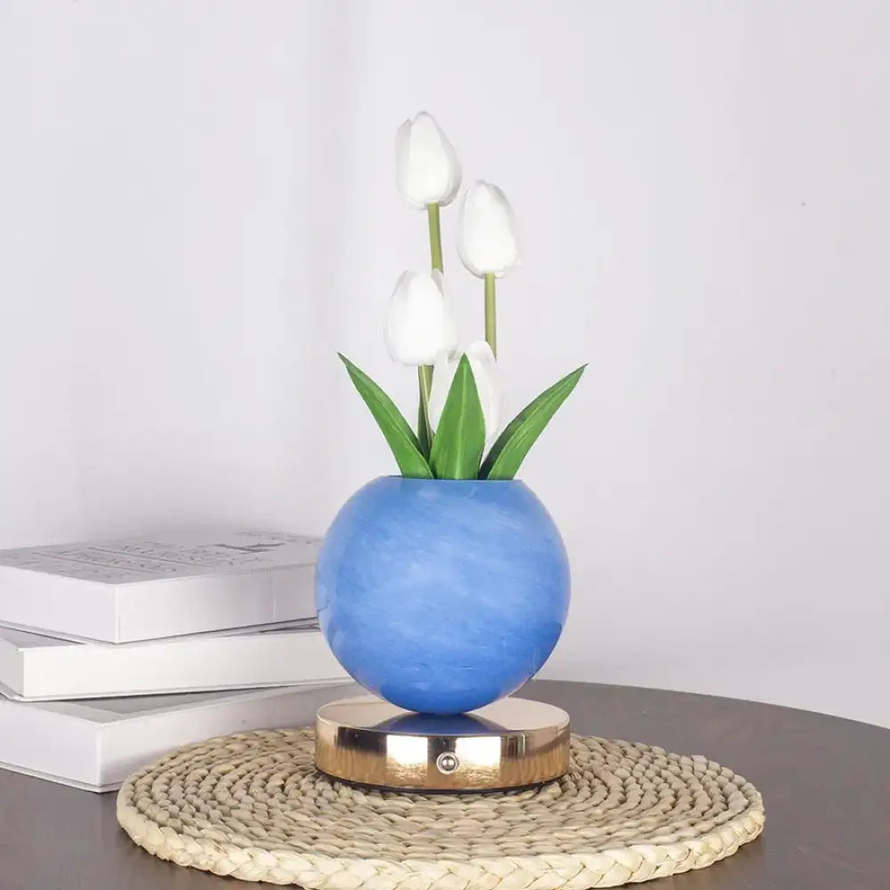 Tulip Planet LED Night Light USB Rechargeable 3-Color Dimmable Desk Decor Lamp