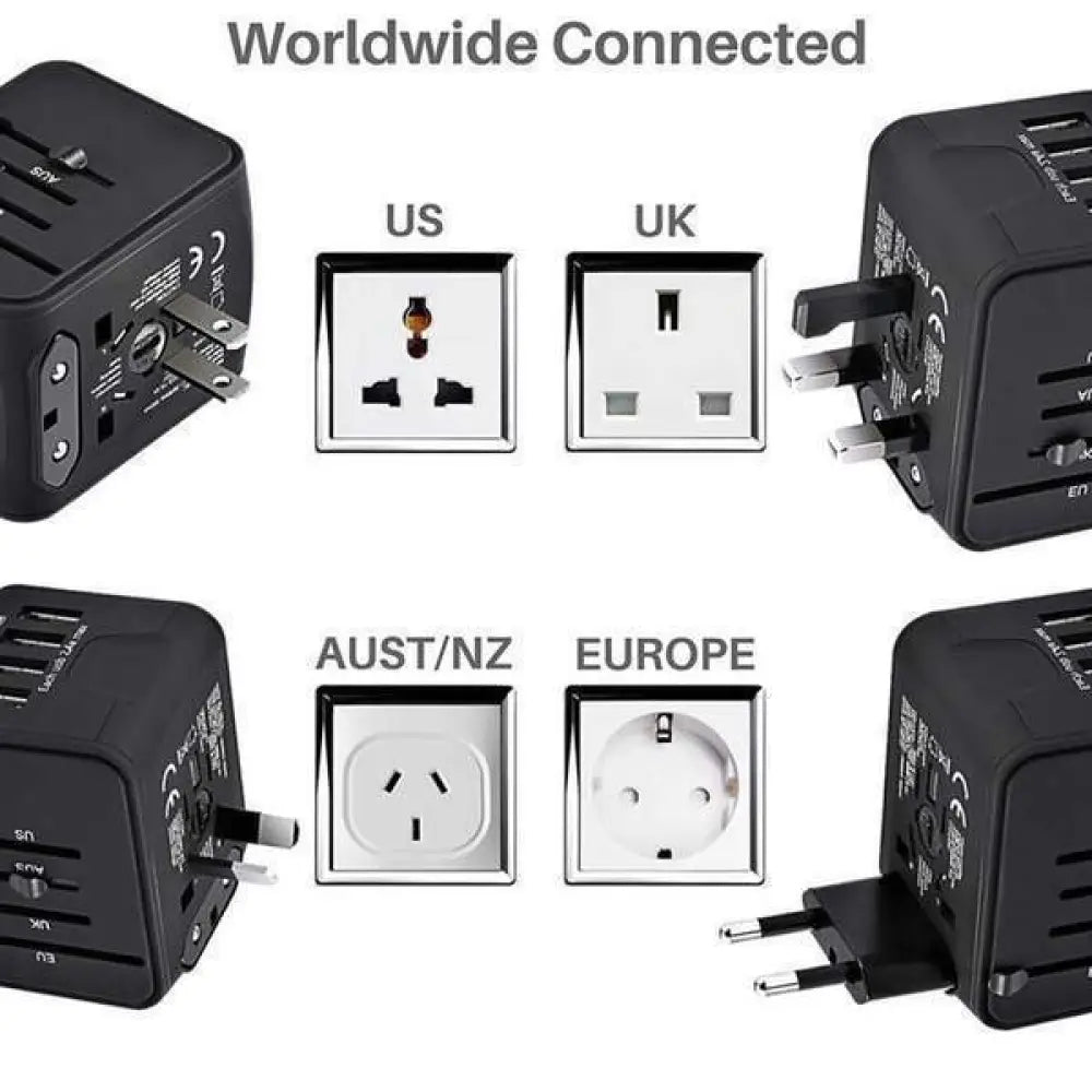 Universal Smart Travel Adapter – 150 Countries 4 USB Ports