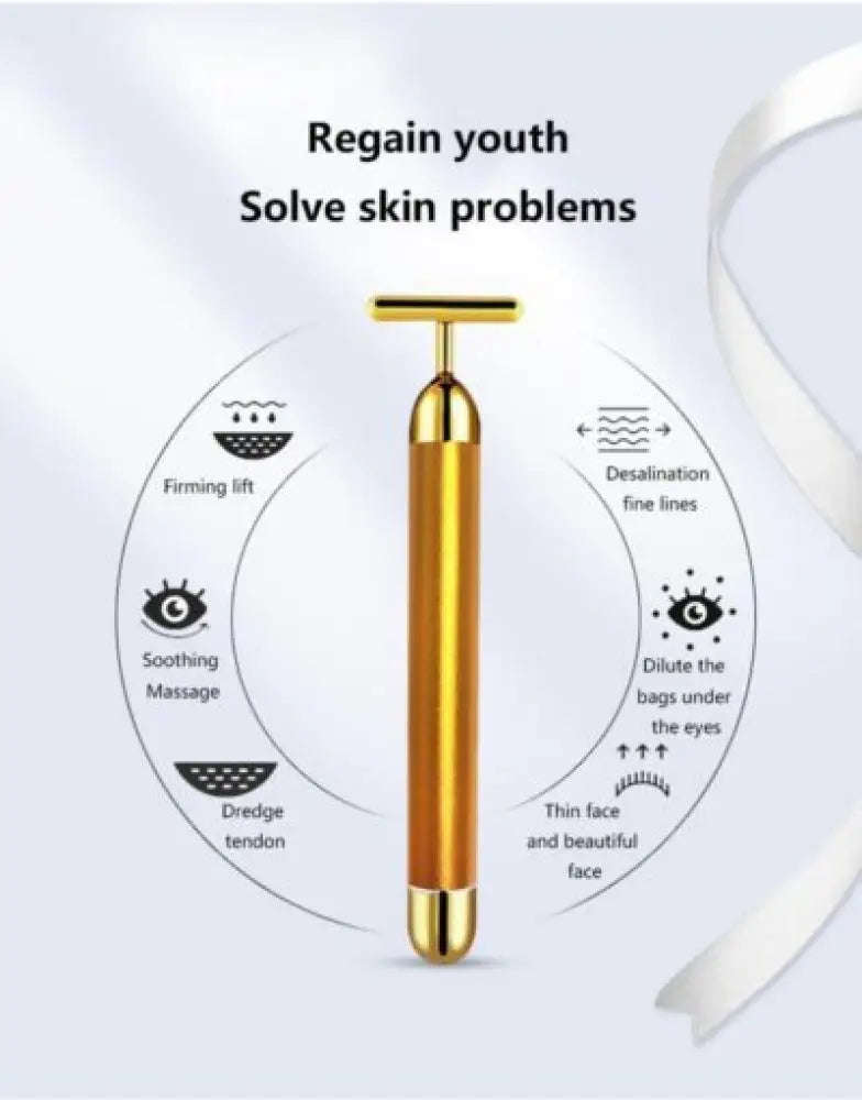 Vibrating 24K Gold Quartz Face Roller – 4-in-1 Massager Kit