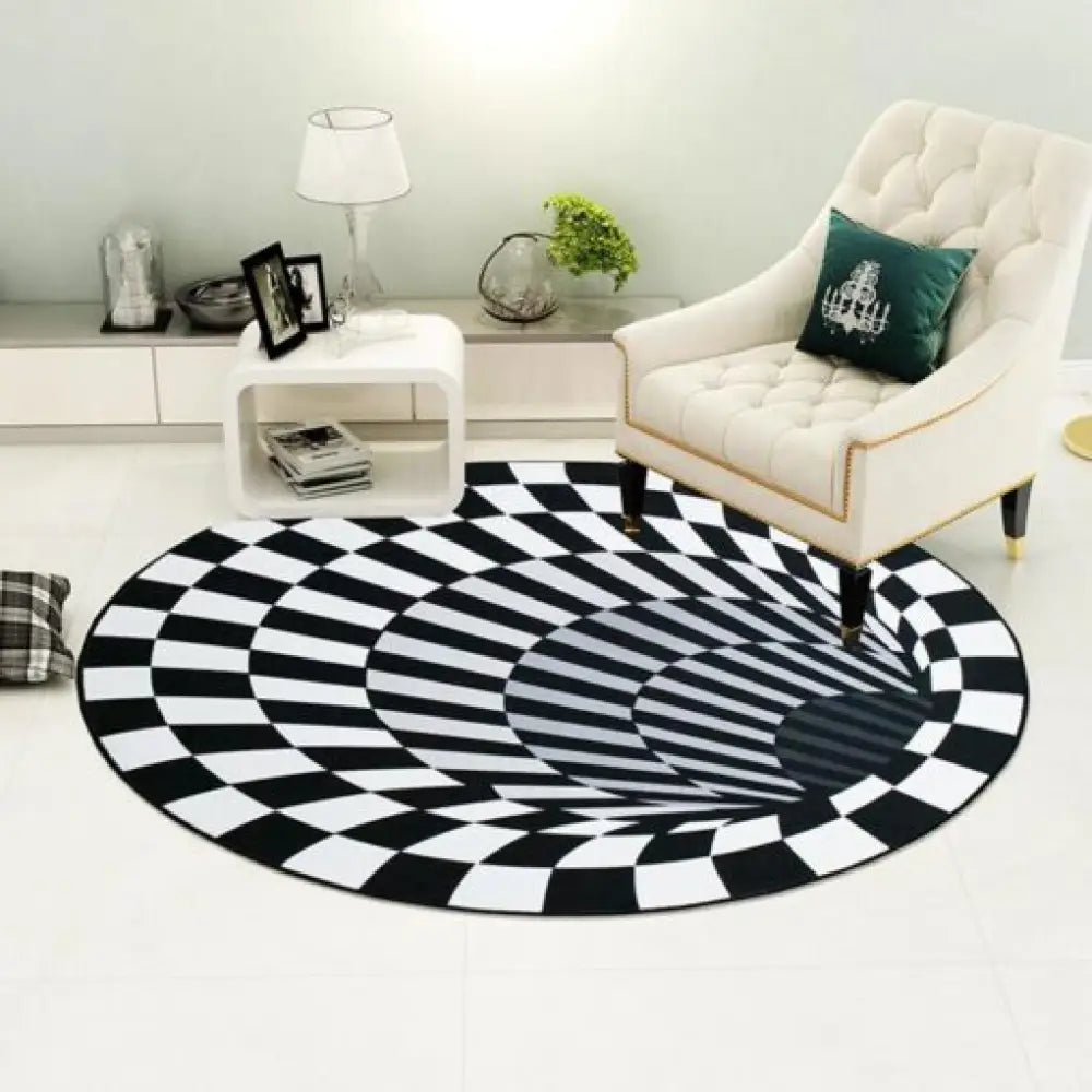 Vortex Illusion Rug Carpet – 3D Black Hole Visual Effect Mat