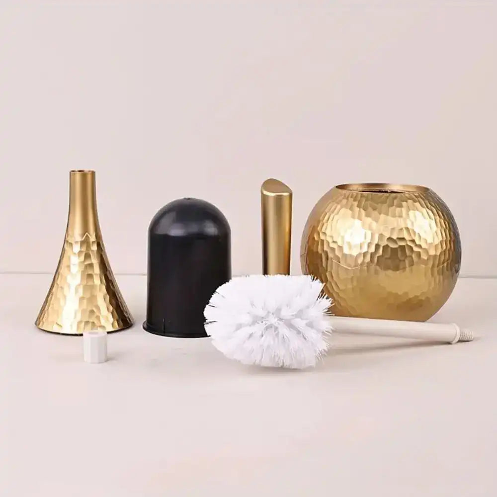 Luxury Hammered Toilet Brush with Globe Base Holder