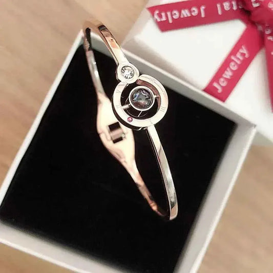 Lover Bracelet - Rose Gold Bangle with Secret "I Love You" Charm