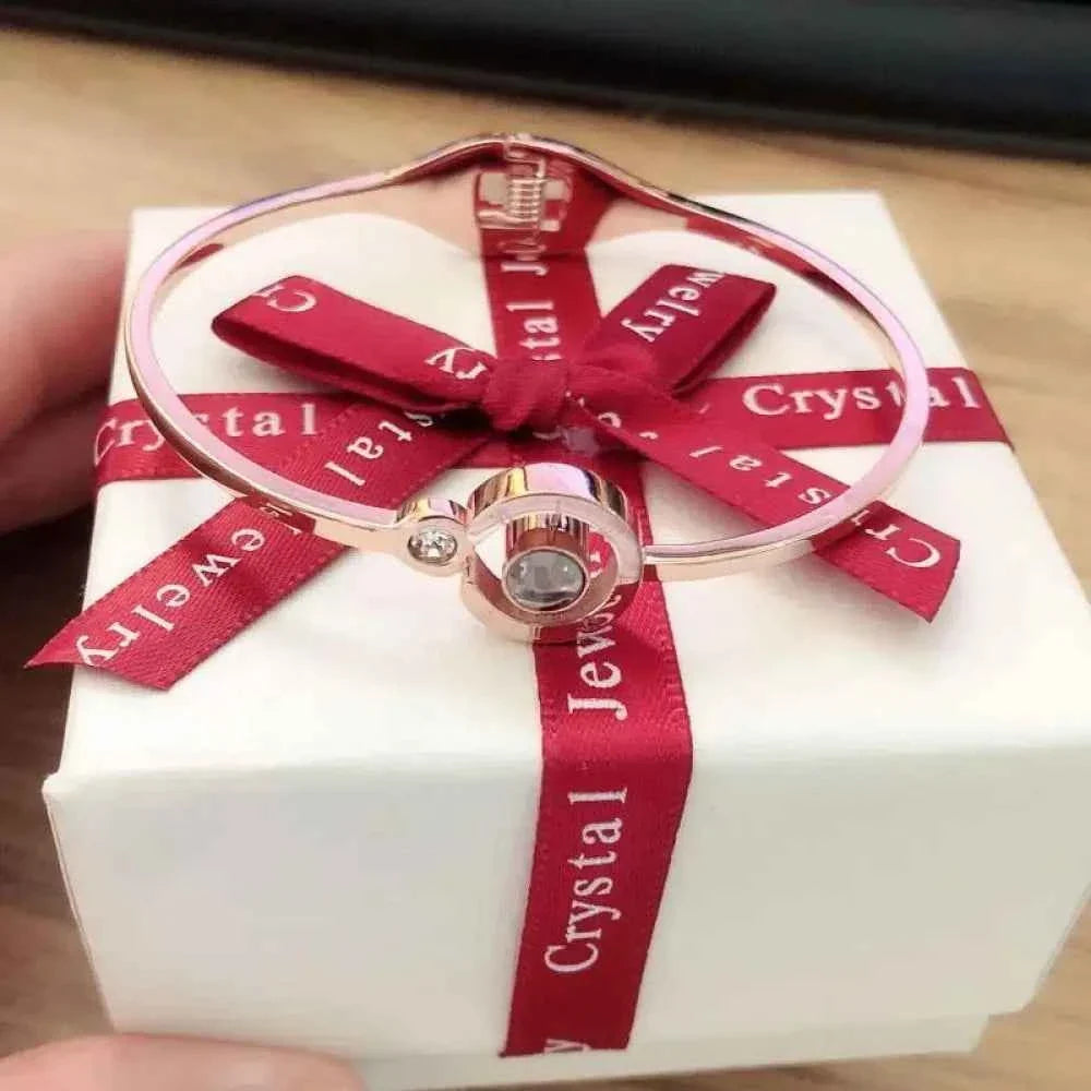 Lover Bracelet - Rose Gold Bangle with Secret "I Love You" Charm
