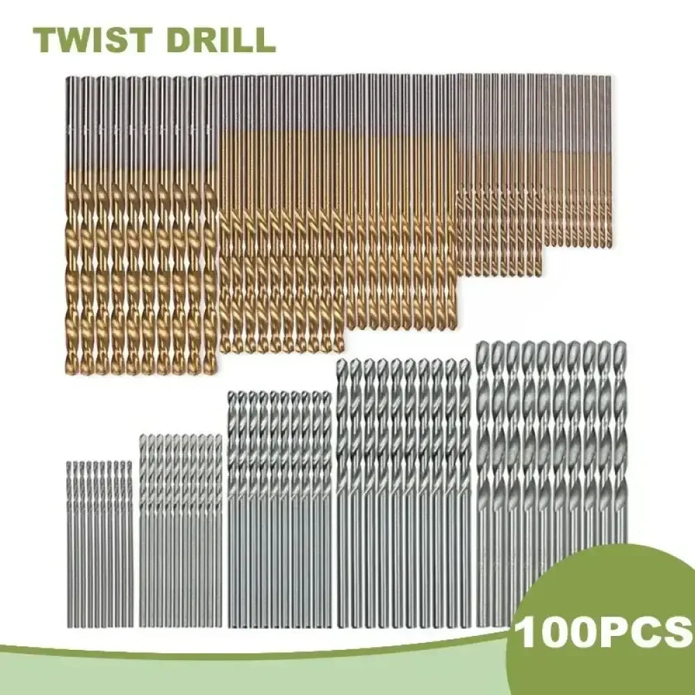 Twist Drill Bit Set - 100/200 Pcs HSS Titanium Plated 1-3mm