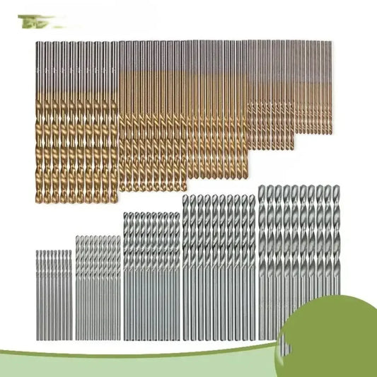 Twist Drill Bit Set - 100/200 Pcs HSS Titanium Plated 1-3mm