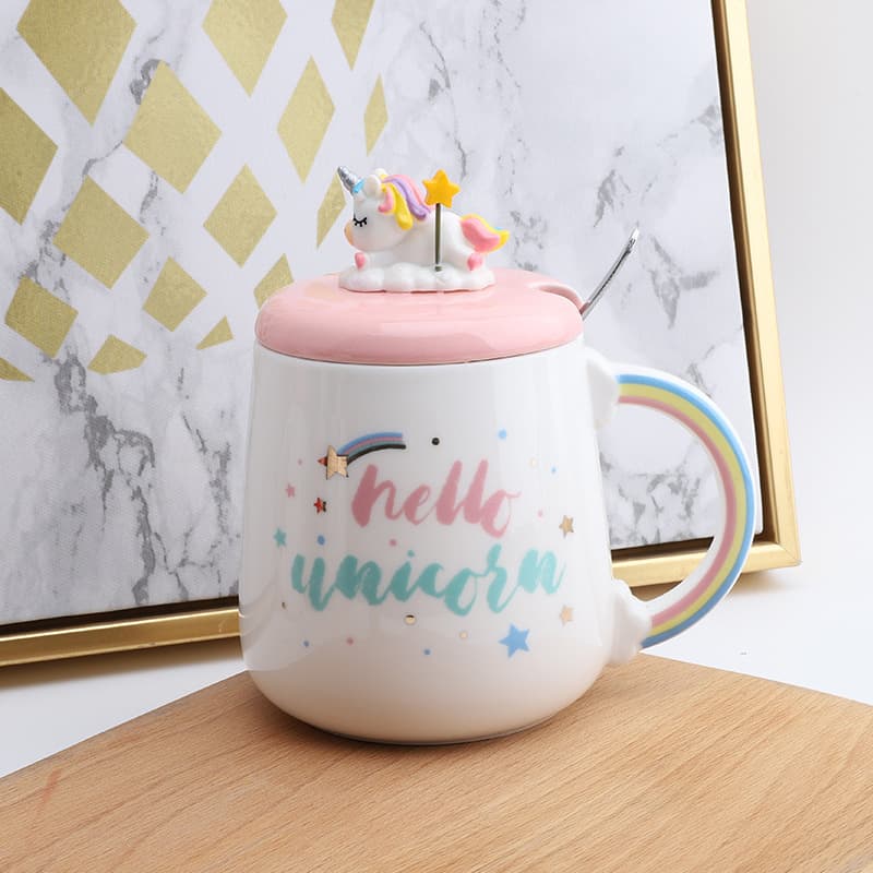 Unicorn Pure Mug – 500ml Ceramic, Lid & Spoon, 4 Styles