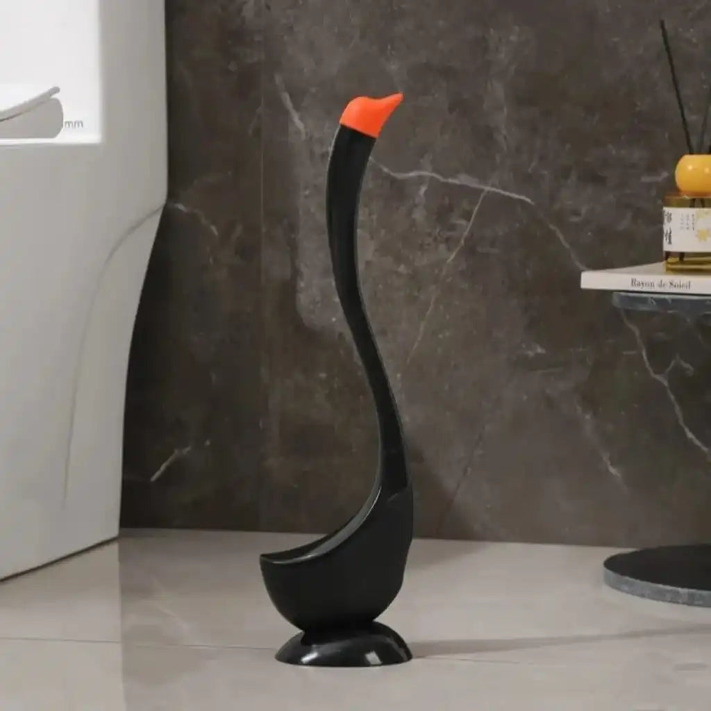 Swan Toilet Brush Set with Holder - Dense Bristles & Long Handle