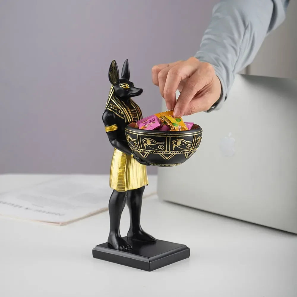 Egyptian Anubis Candy Bowl Statue – Resin Key Holder