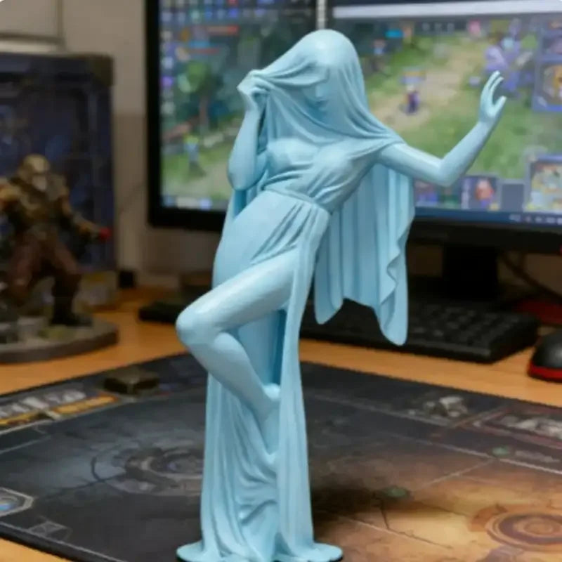 Elegant Veiled Lady Sculpture – Resin Statue Decor