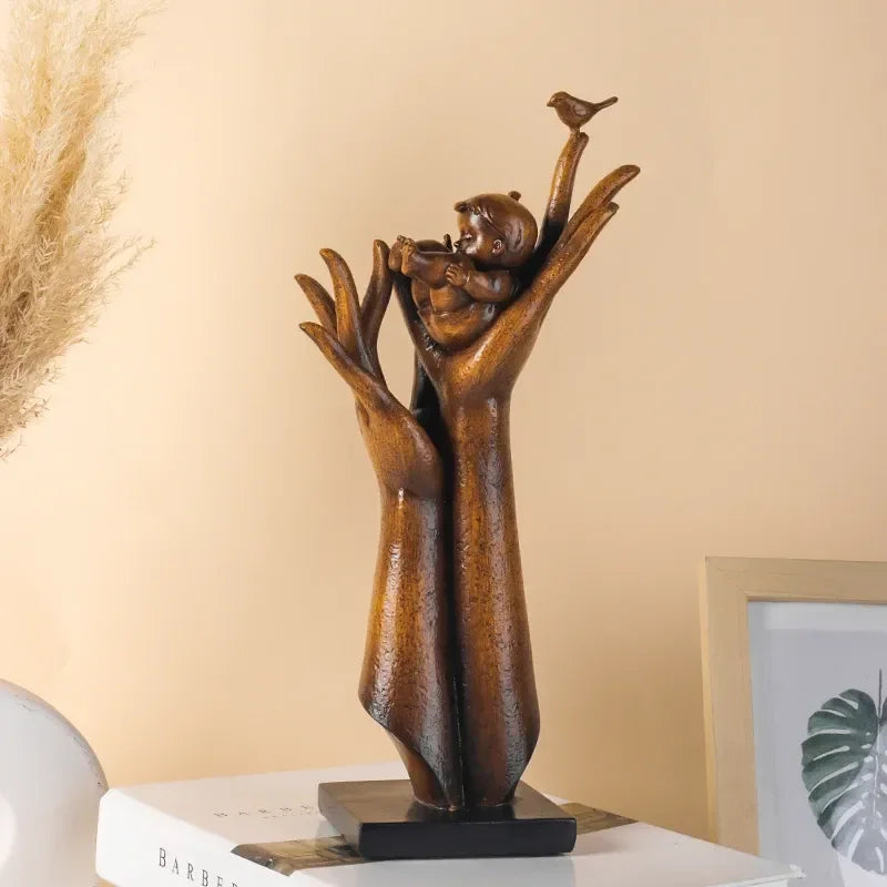 Hand of Aspiration Resin Sculpture – Wood Grain Decor