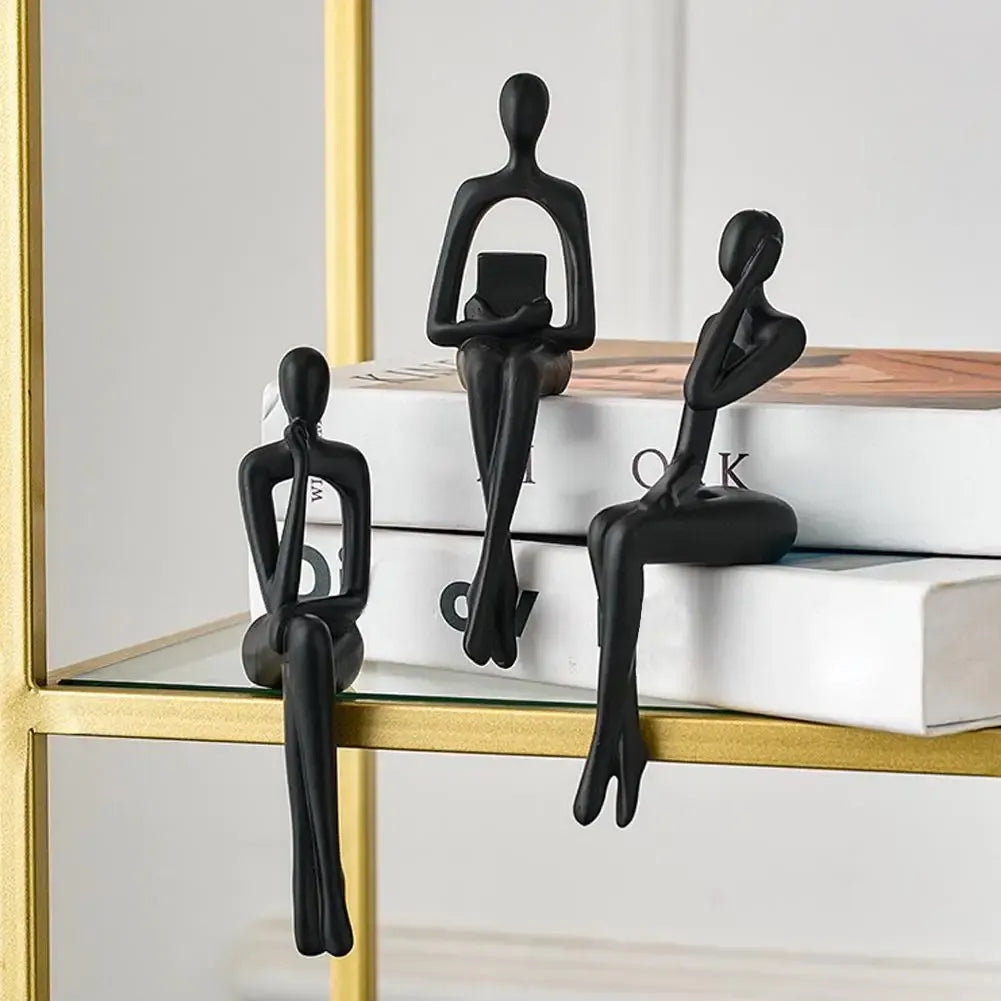Nordic Thinker Figurine – Minimalist Shelf-Sitting Sculpture